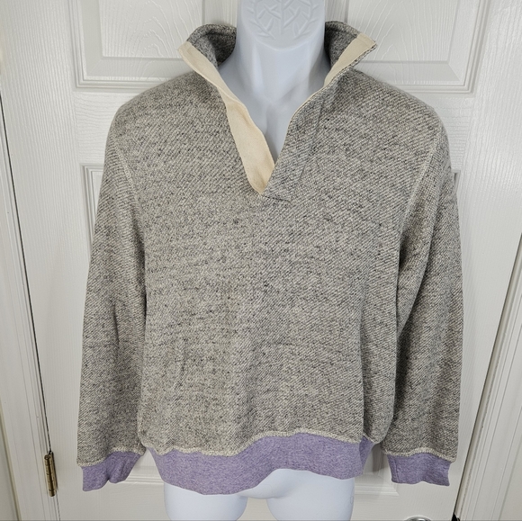 Blue & Cream Japanese fabric pop collar top size M mens - Picture 2 of 10